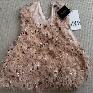 Zara Blush Sequin Shirt